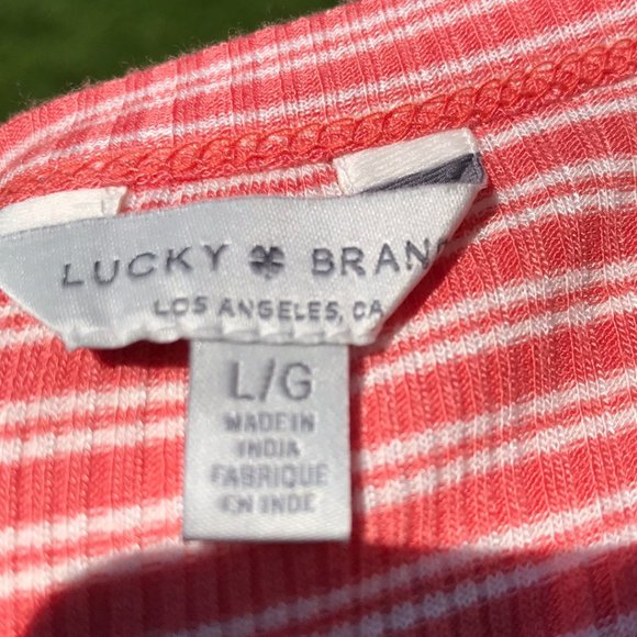 Lucky Brand Twist Top Ribbed Tank Top in Orange Coral Stripe L - Picture 12 of 16
